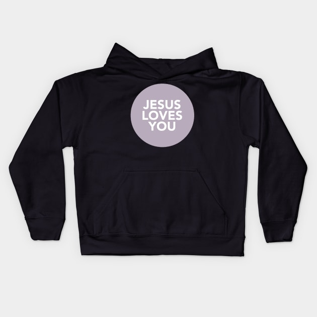 jesus loves you (lavender) Kids Hoodie by mansinone3